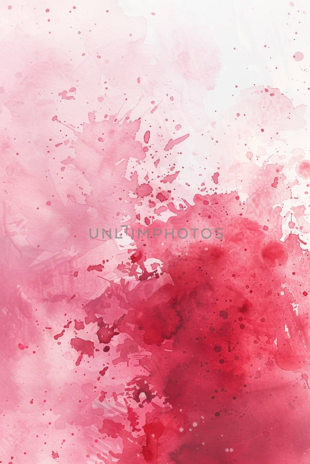 Pink watercolor splashes on white background, creative space for text inspiration in art and design