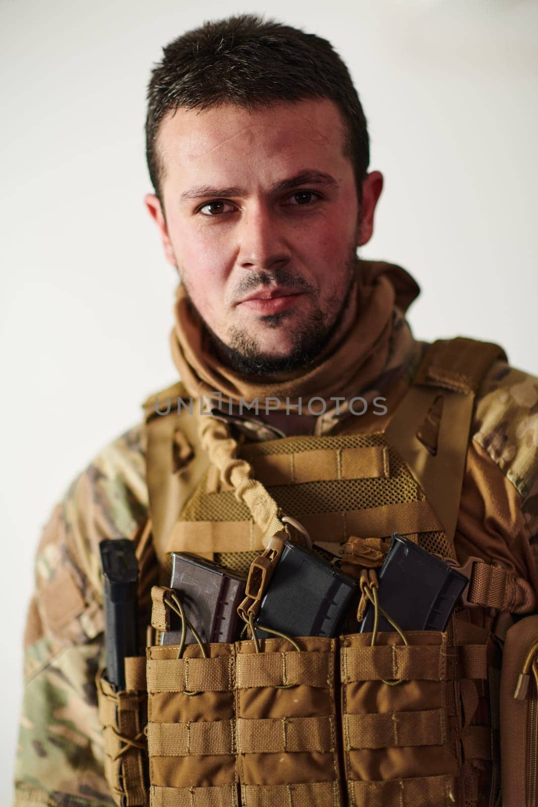 Modern warfare soldier portrait in urban environment by dotshock