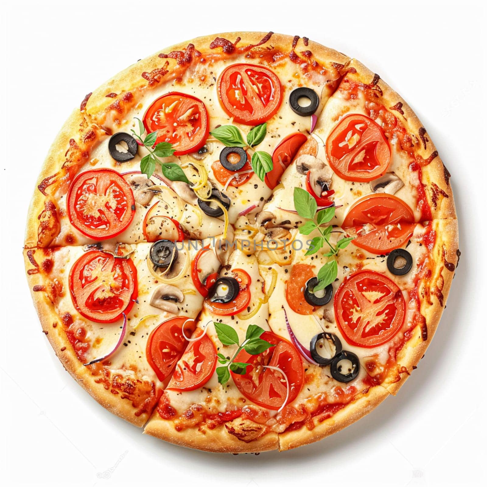 Pizza isolated on white background, online delivery from pizzeria, take away and fast food concept