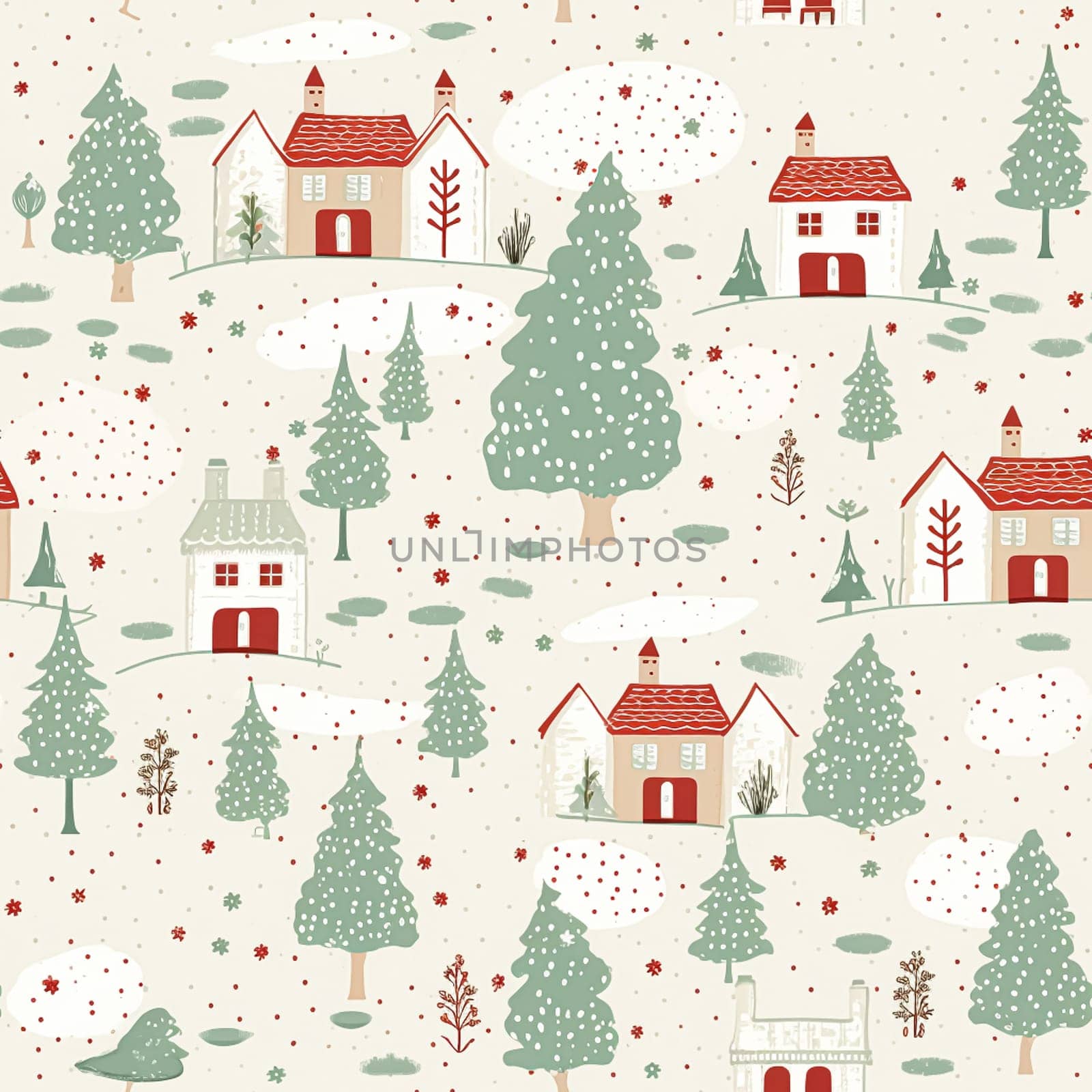 Seamless pattern, tileable Christmas holiday country dots print, English countryside cottage for wallpaper, wrapping paper, scrapbook, fabric and product design inspiration