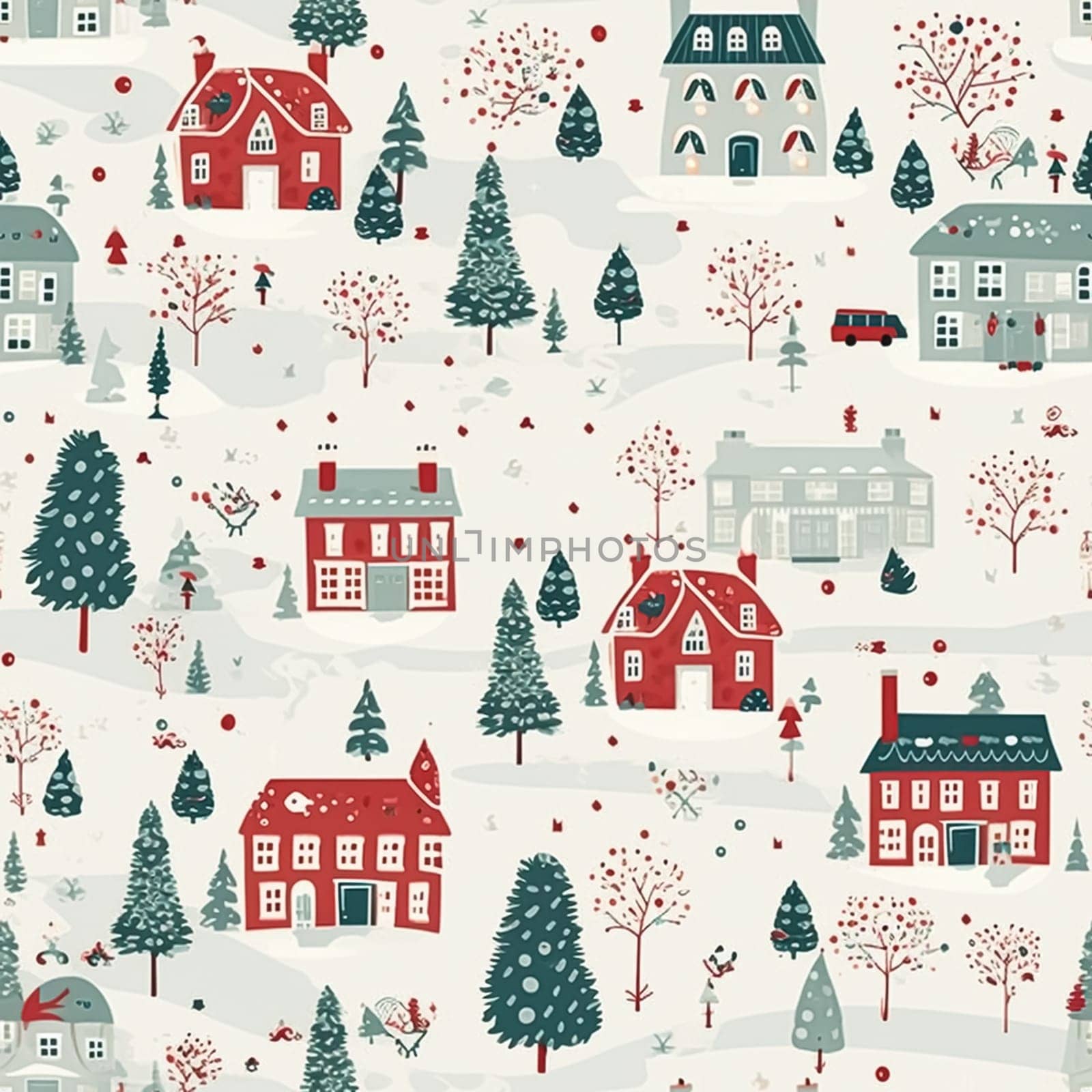 Seamless pattern, tileable Christmas holiday country dots print, English countryside cottage for wallpaper, wrapping paper, scrapbook, fabric and product design inspiration