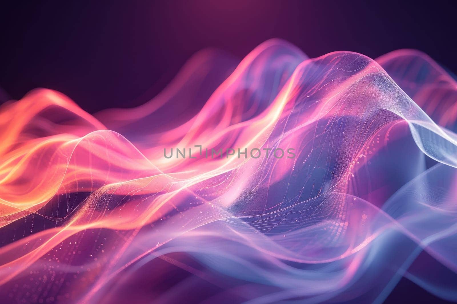 A colorful wave of light with a blue and pink hue. The wave is made up of many different colors and he is moving