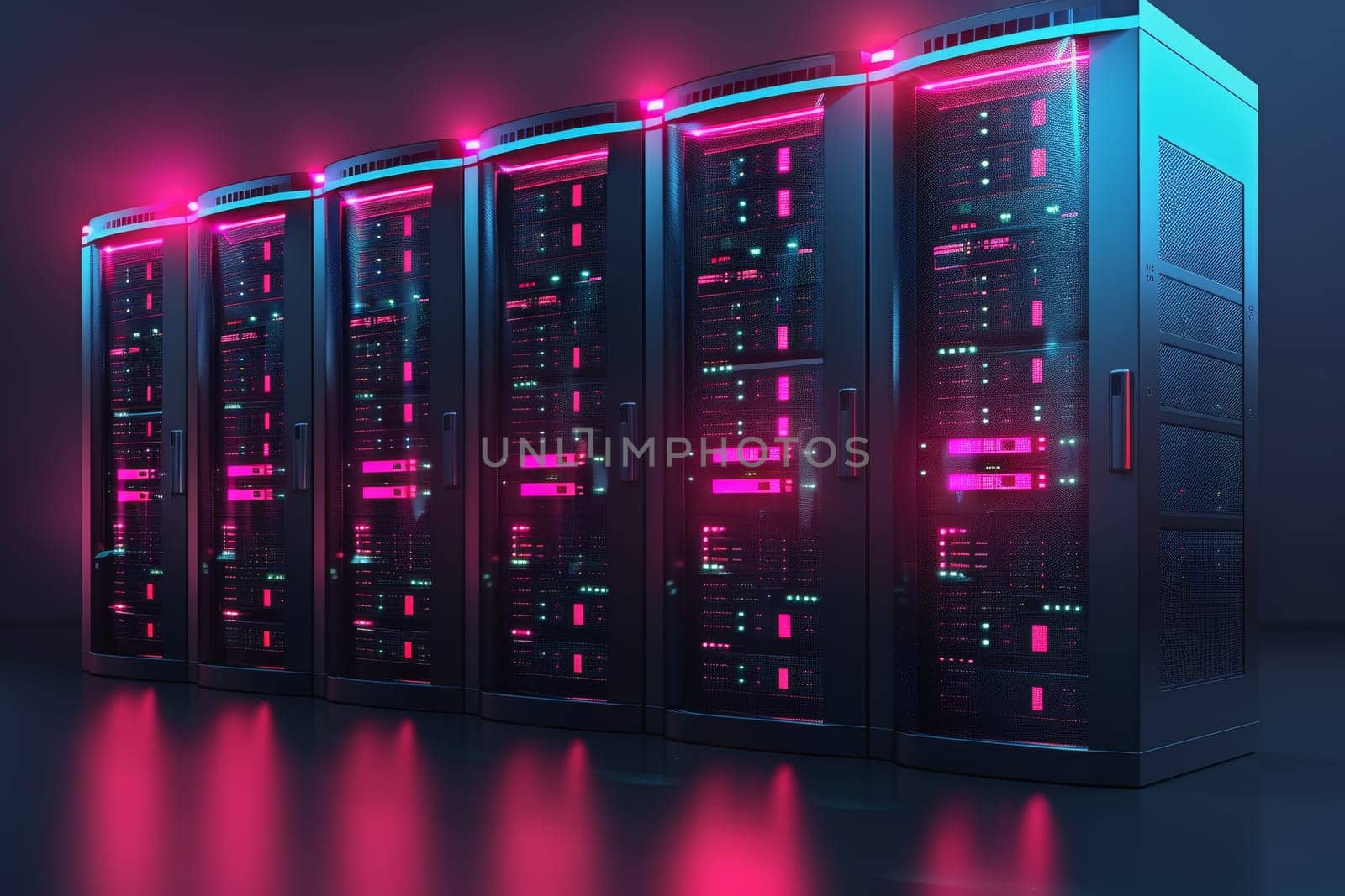 Server in datacenter. Cloud computing data storage. technology background.
