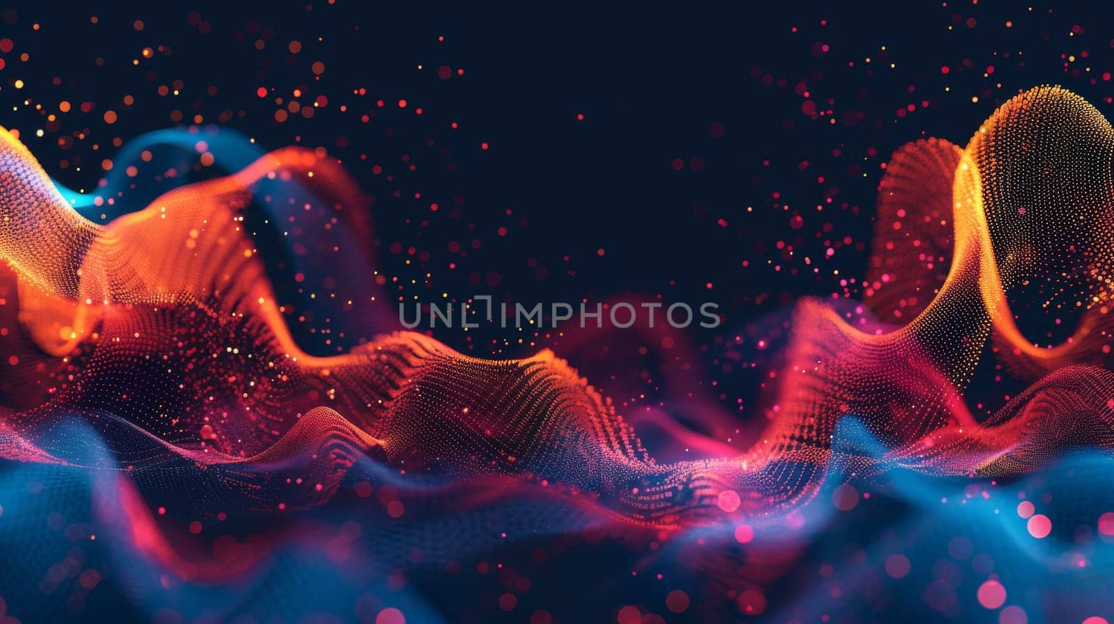 A colorful wave of light with a red and orange section. The wave is surrounded by a dark background