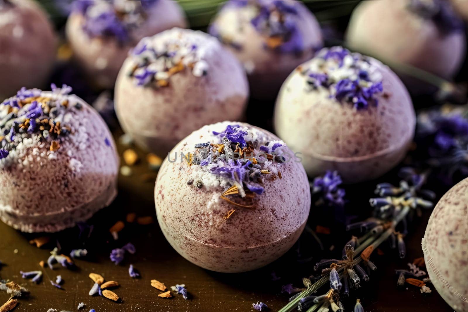 Indulge in a relaxing bath with our lavender bath bomb, infused with essential oils and topped with fragrant lavender flowers for a spa-like experience.