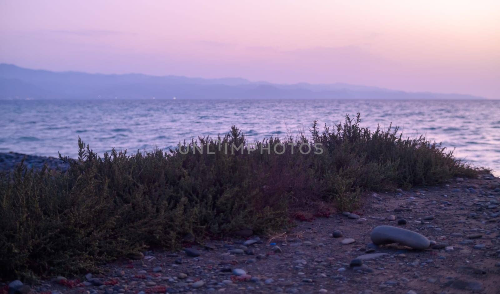 landscape with sea sunset on the beach on the Mediterranean Sea