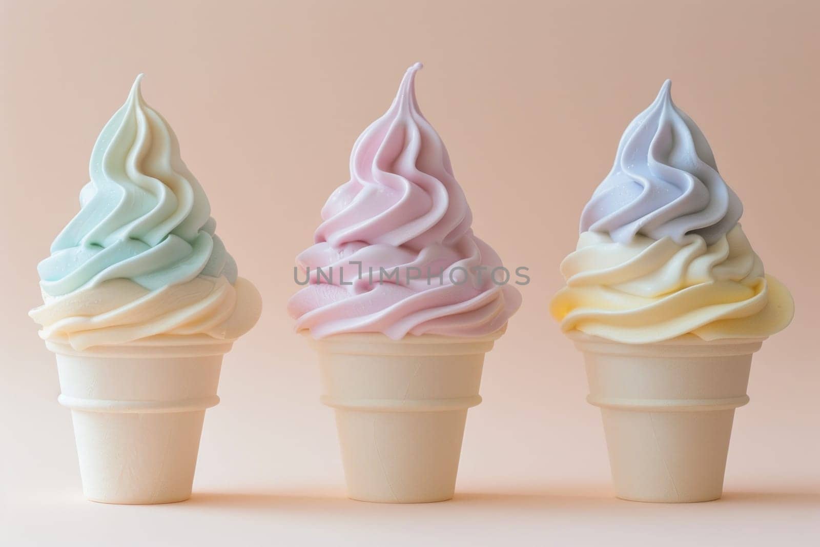 Cute Pastel Colored Ice Cream Concept Playful and Delightful Dessert Imagery.