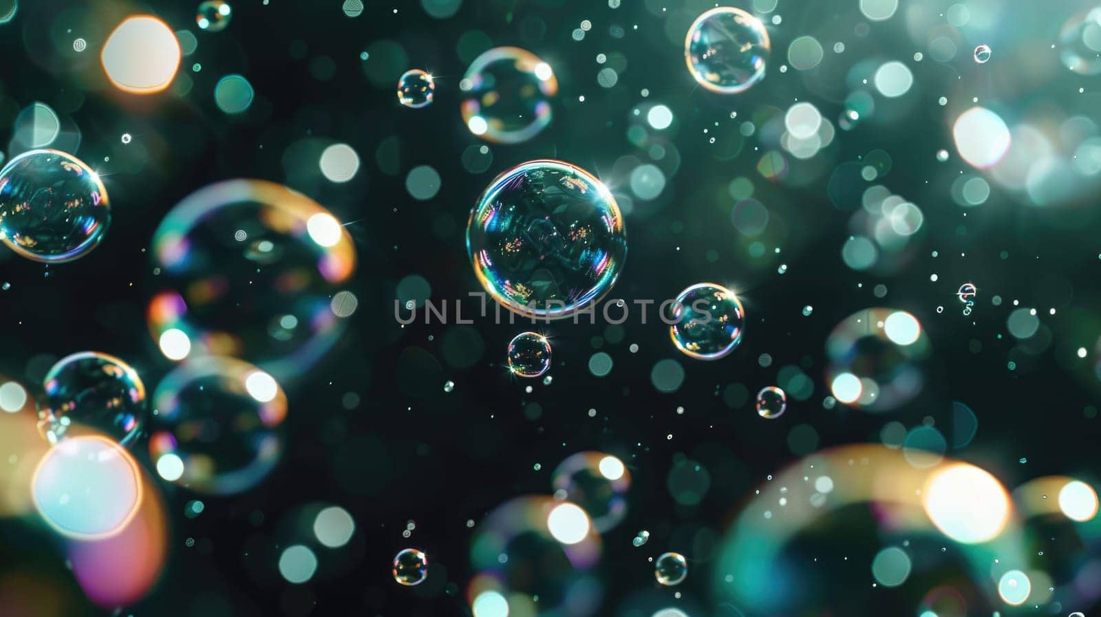 A colorful image of bubbles with a dark background.