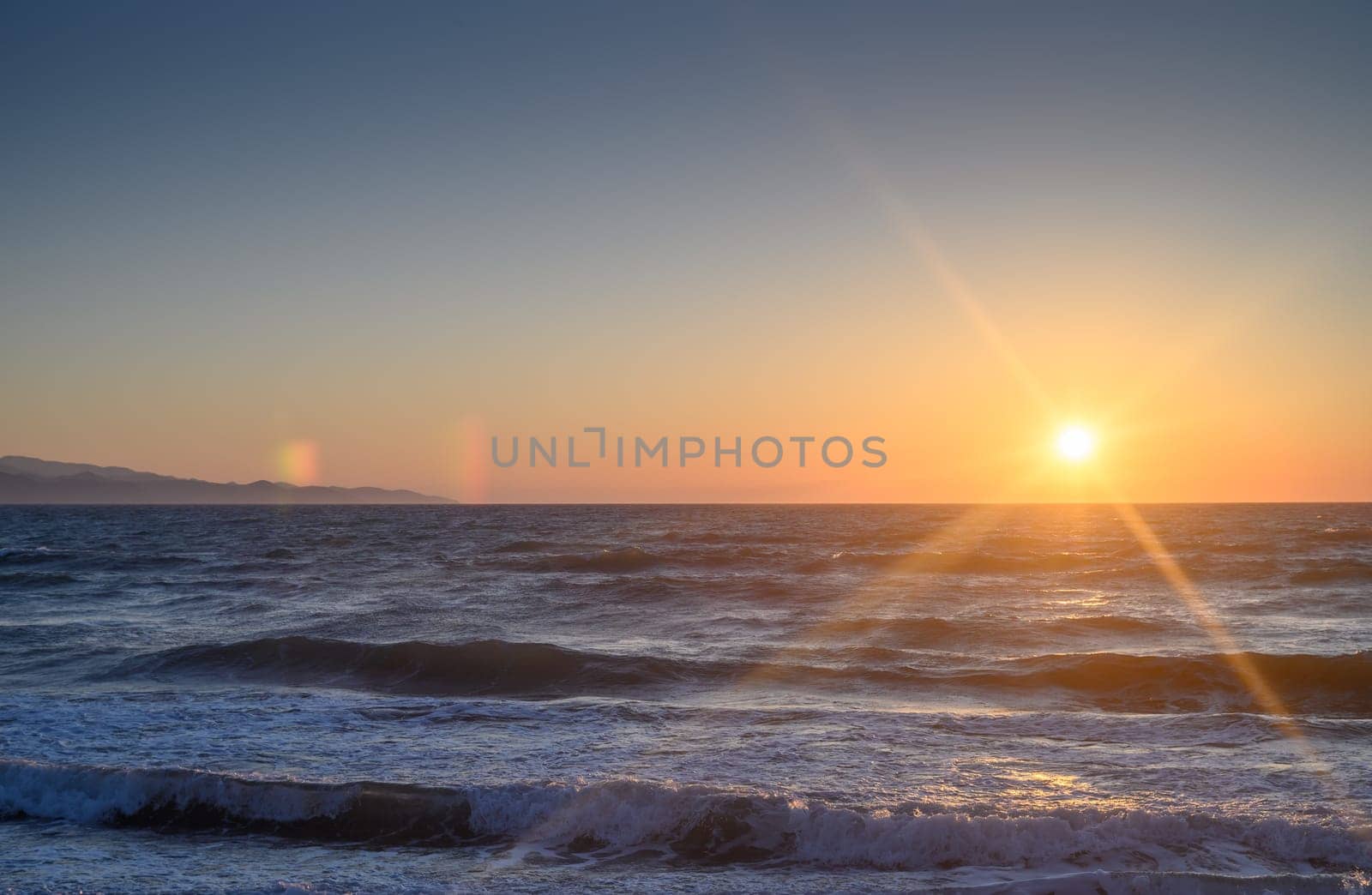 landscape with sea sunset on the beach on the Mediterranean Sea 1