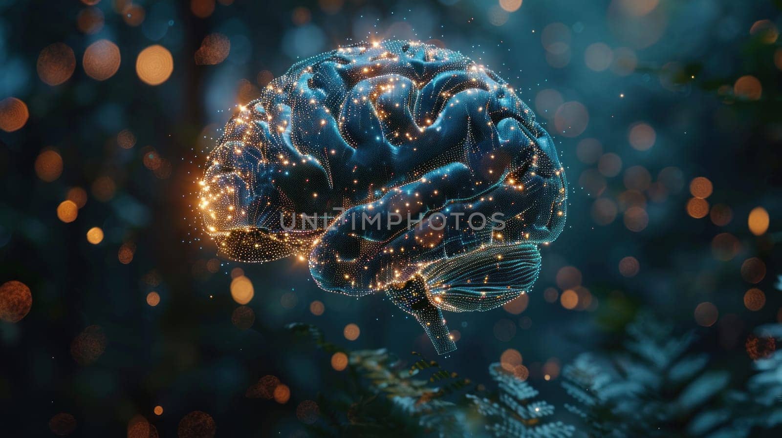Digital Human Brain Covered with Networks Concept Advanced Neural Connectivity and Technology.