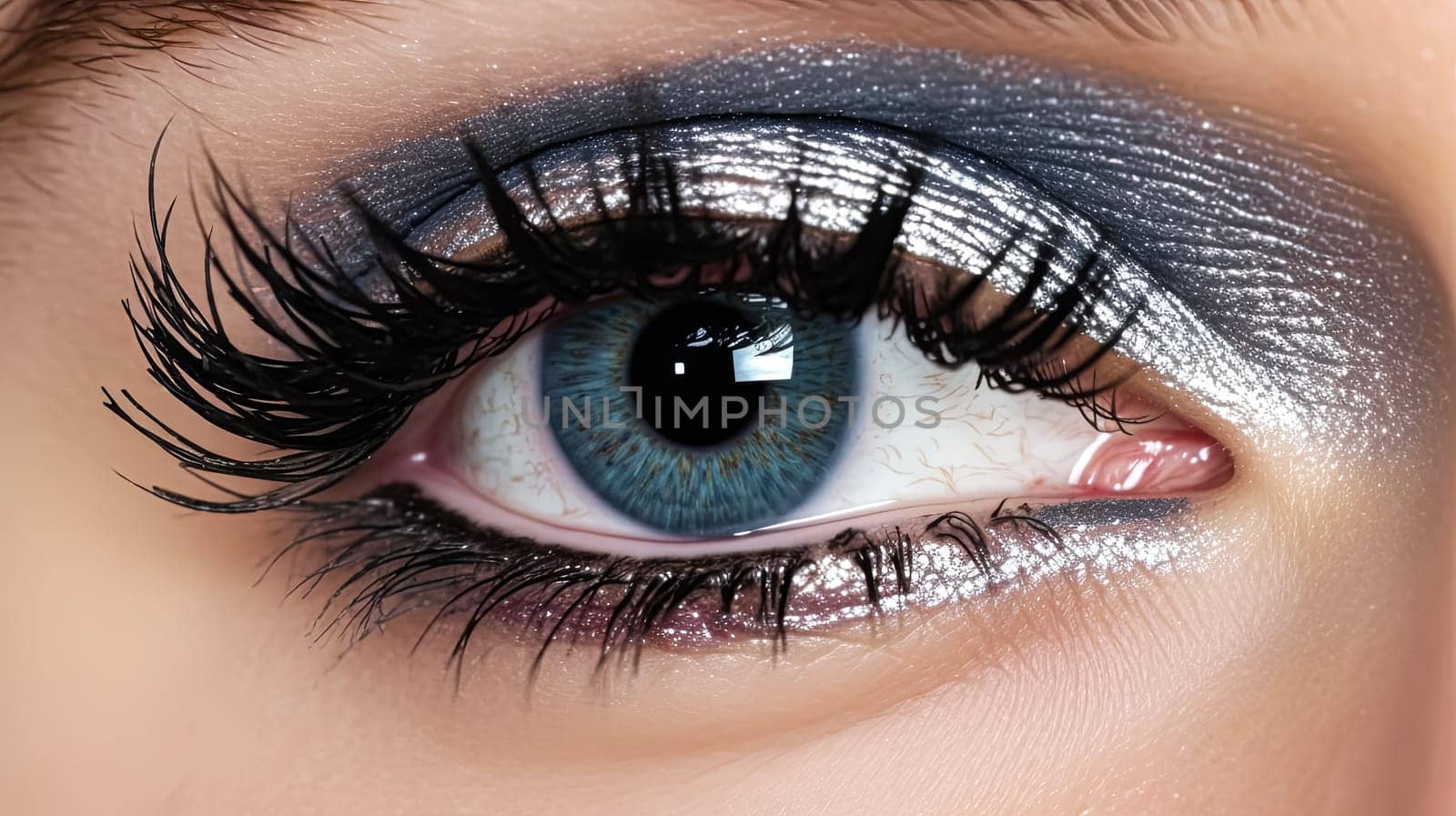 A woman's eye is painted with a colorful design. The colors are bright and bold, creating a fun and playful look. The eye makeup is likely inspired by a street art or graffiti style