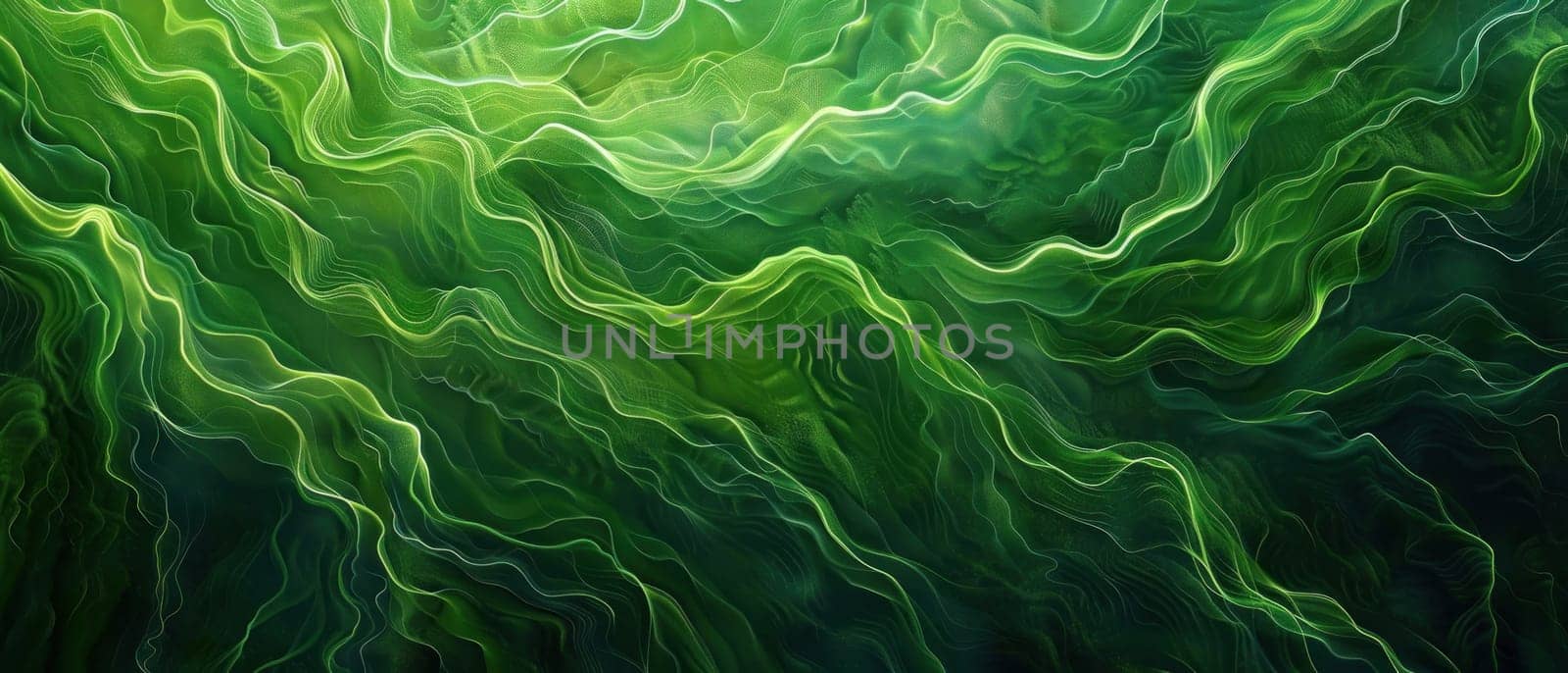 Abstract Organic Green Lines Hum with Earth Quiet Energy Concept Wallpaper Background Illustration.
