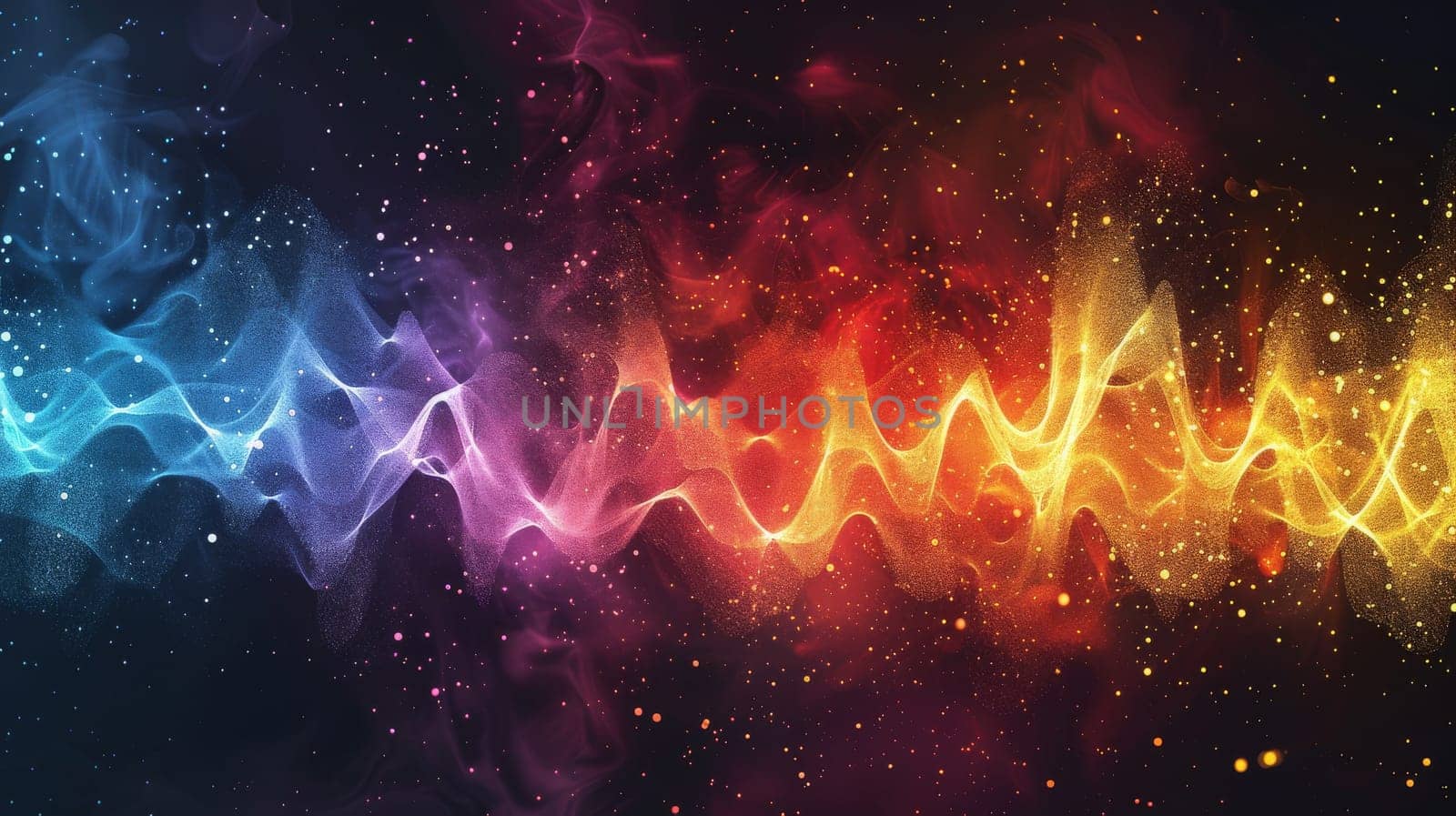 A colorful wave of light with a red and orange section. The wave is surrounded by a dark background
