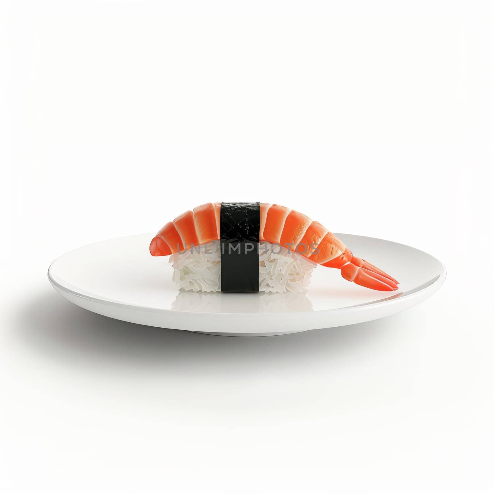 Sushi on a white Japanese plate on a white background. Japanese food.