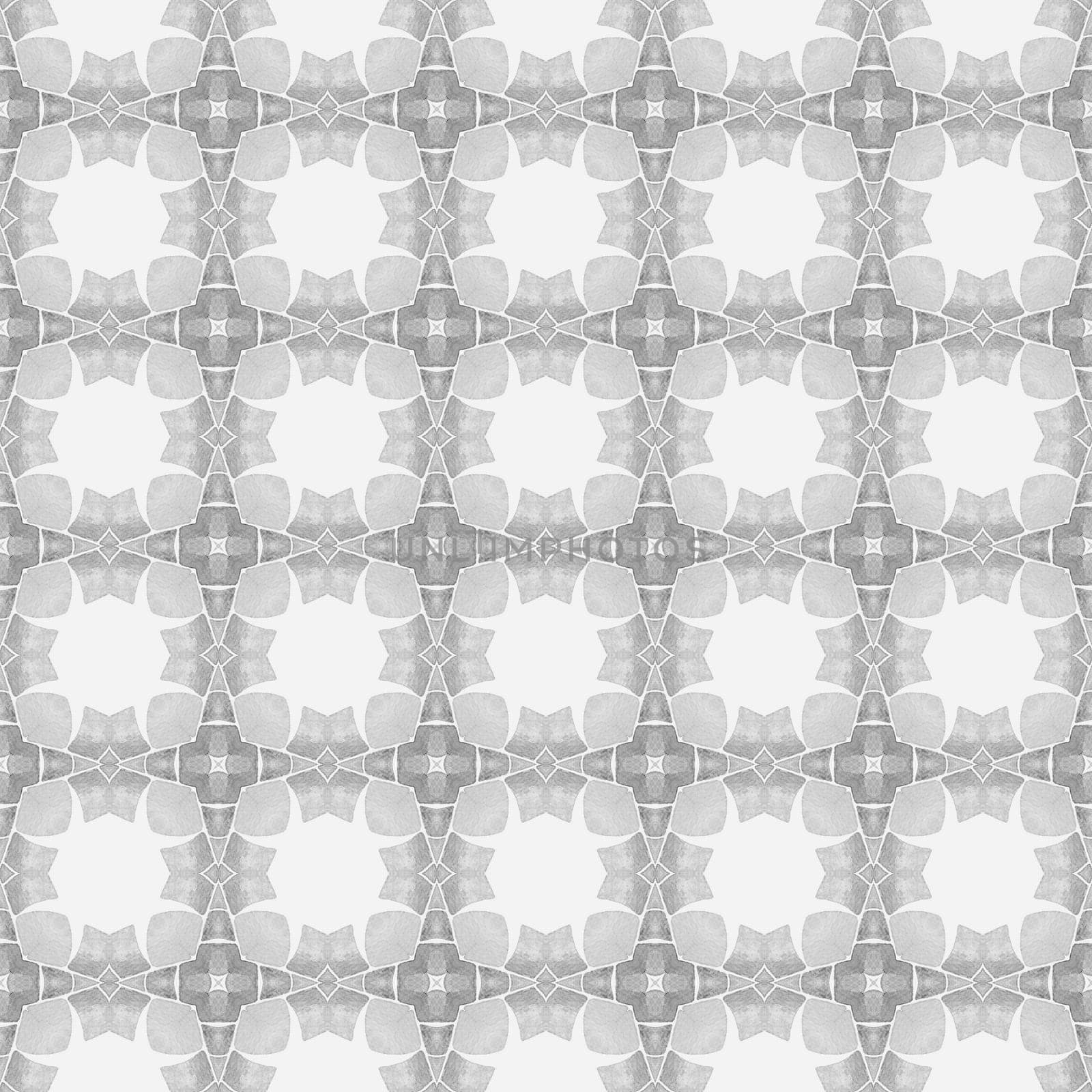 Watercolor ikat repeating tile border. Black and white uncommon boho chic summer design. Textile ready valuable print, swimwear fabric, wallpaper, wrapping. Ikat repeating swimwear design.