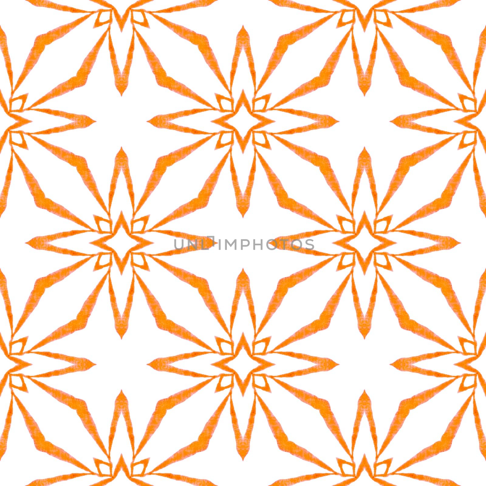 Textile ready curious print, swimwear fabric, wallpaper, wrapping. Orange good-looking boho chic summer design. Ethnic hand painted pattern. Watercolor summer ethnic border pattern.