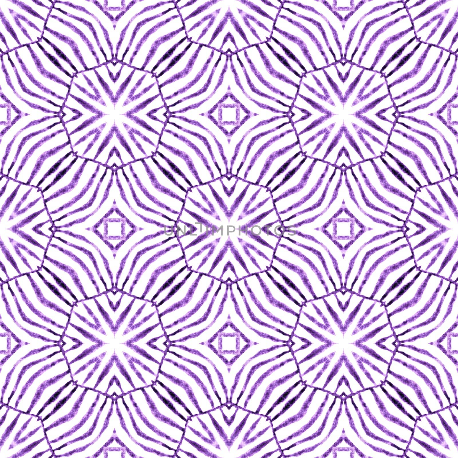 Tiled watercolor background. Purple bewitching boho chic summer design. Hand painted tiled watercolor border. Textile ready lovely print, swimwear fabric, wallpaper, wrapping.