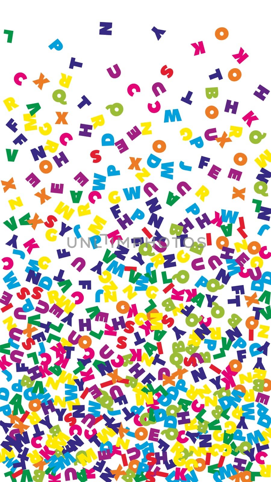 Falling letters of English language. Colorful childish flying characters of Latin alphabet. Foreign languages study concept. Back to school banner .
