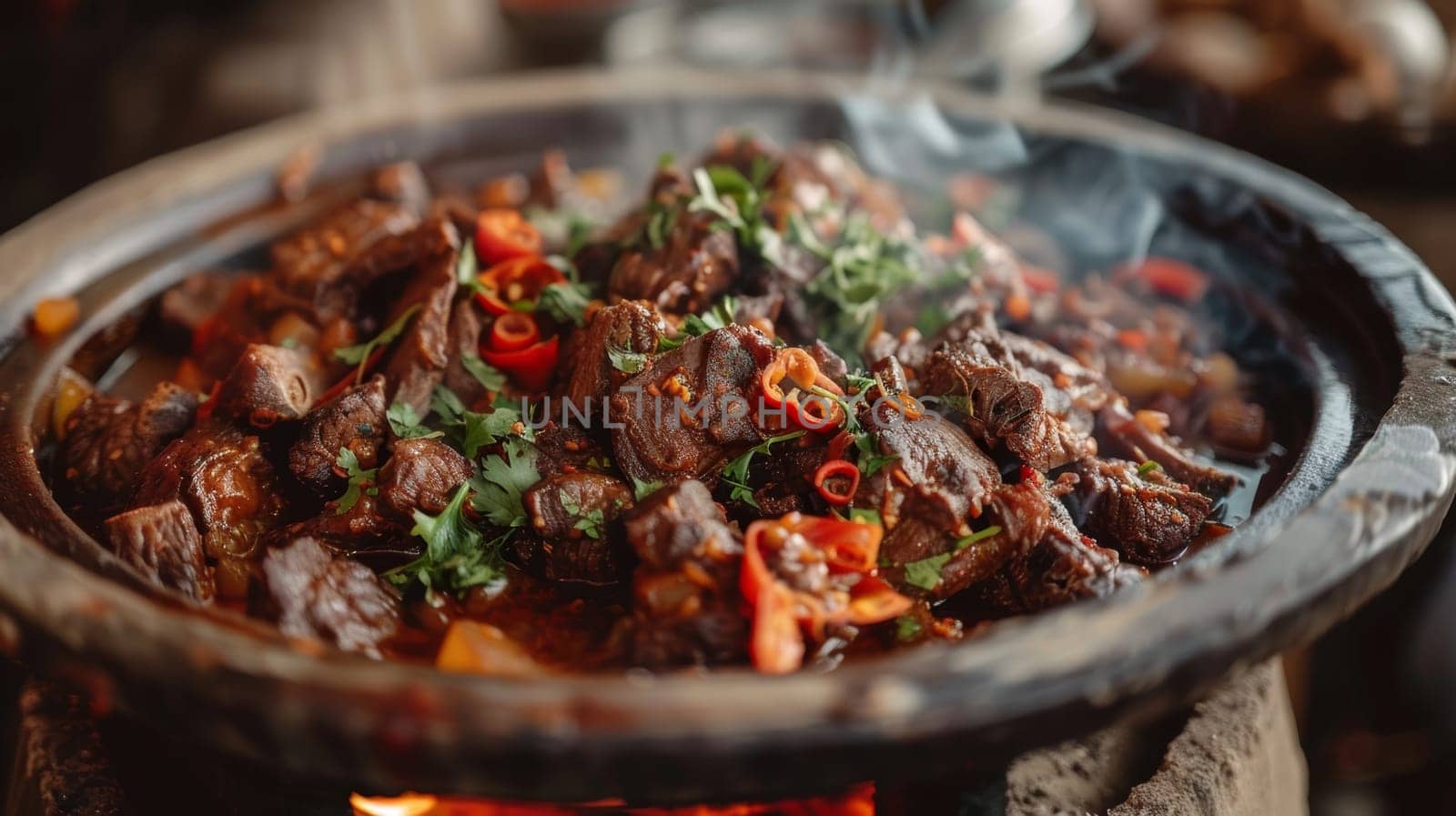 Omani shuwa in a large serving dish, marinated meat slow-cooked in an underground sand oven. A traditional and flavorful dish from Oman