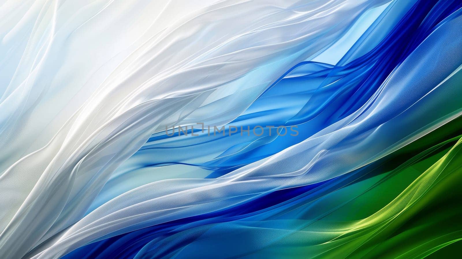 A blue and white striped fabric with a green stripe. background or wallpaper.