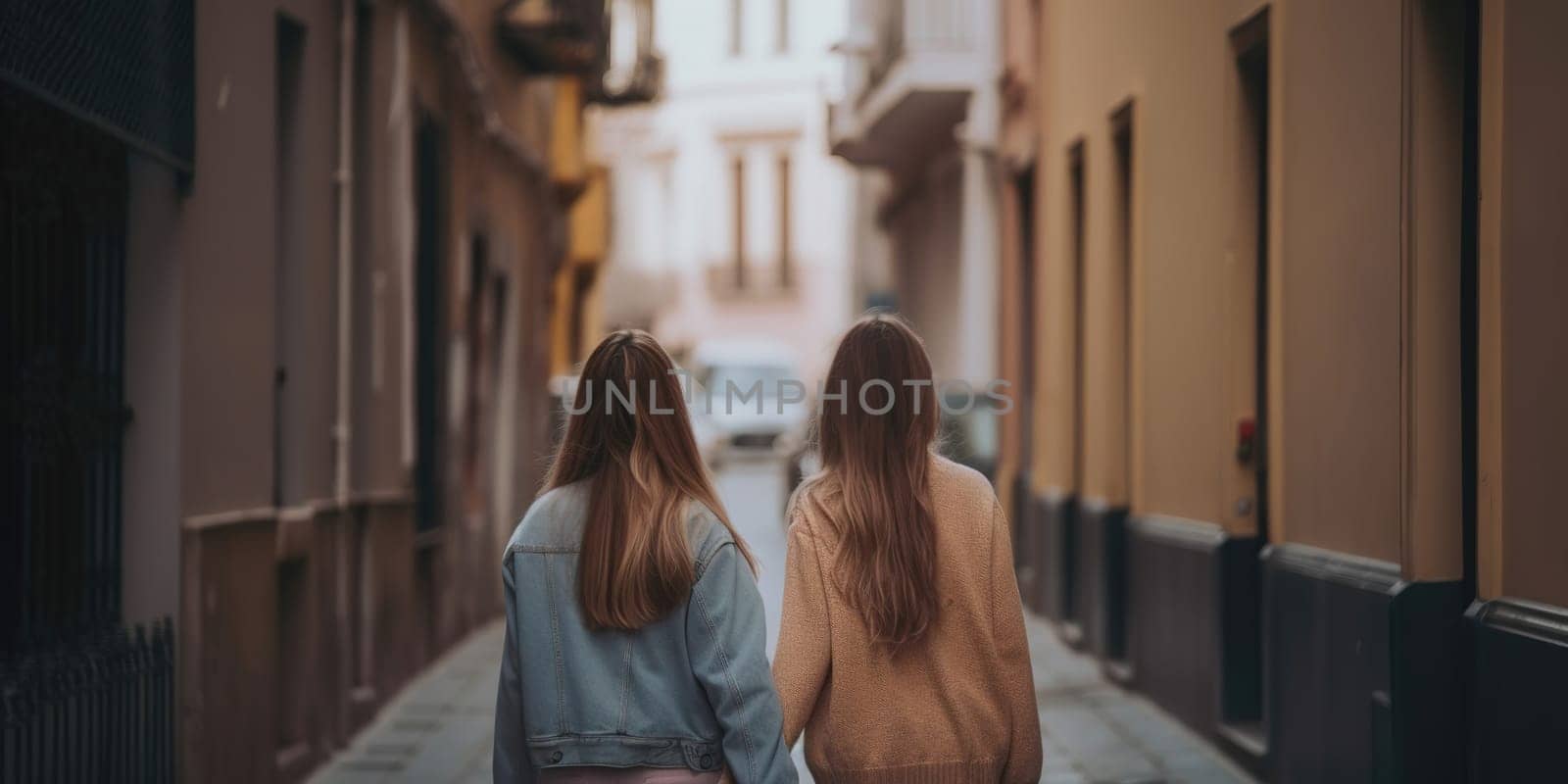 Young Lesbian Couple Walking Through The City And Holding Hands by GekaSkr