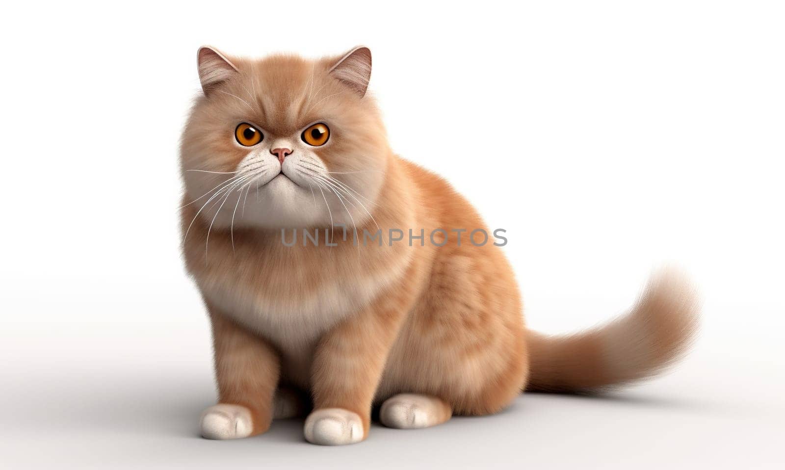 Illustration Of A Red British Shorthair Breed Cat On A White Background