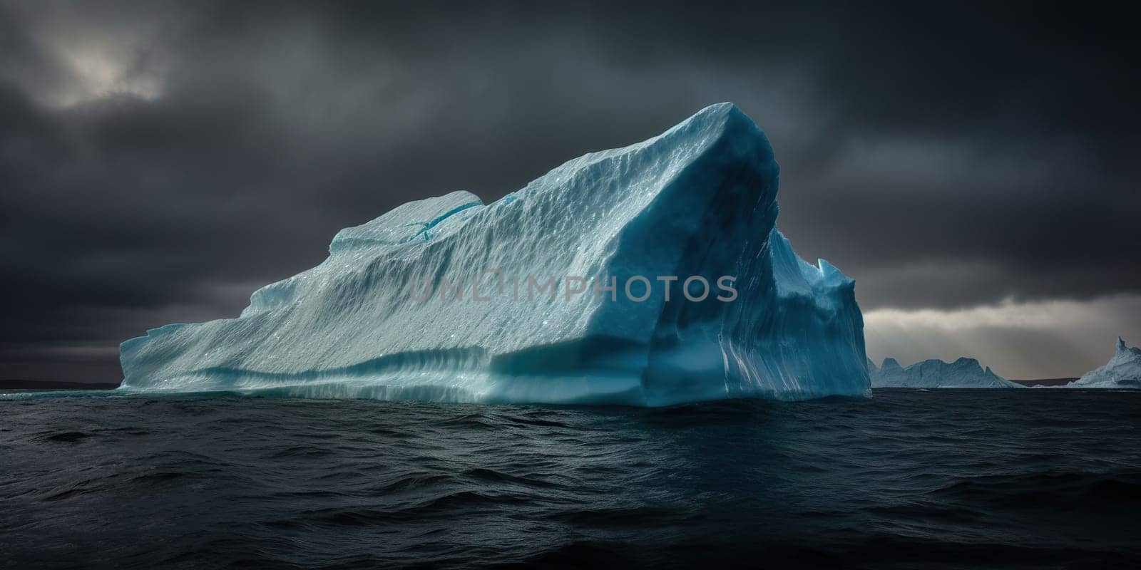 Huge Iceberg Drifting On North Ocean'S Water Surface