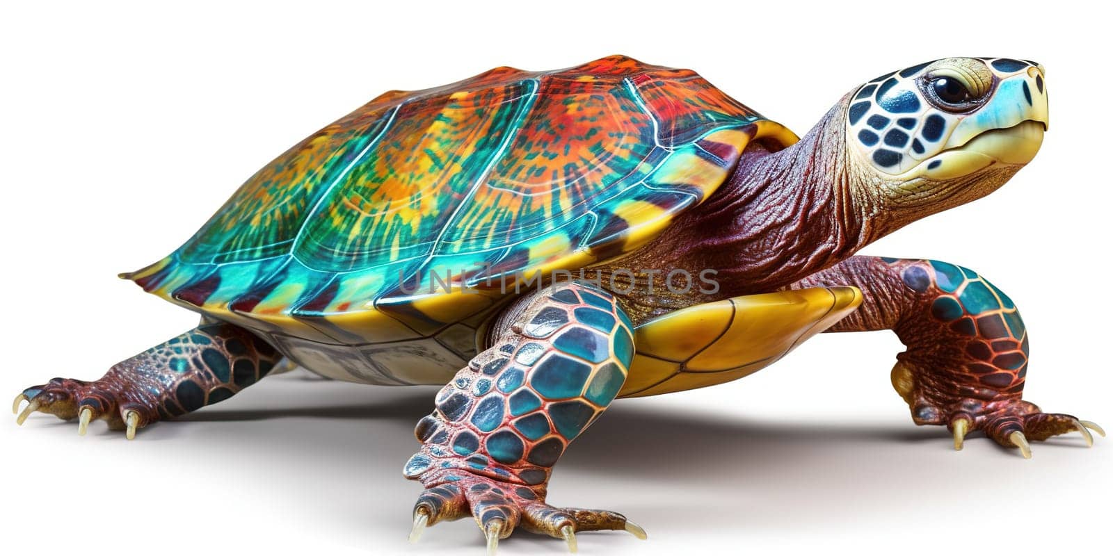 Multicolored Turtle On A White Background by GekaSkr