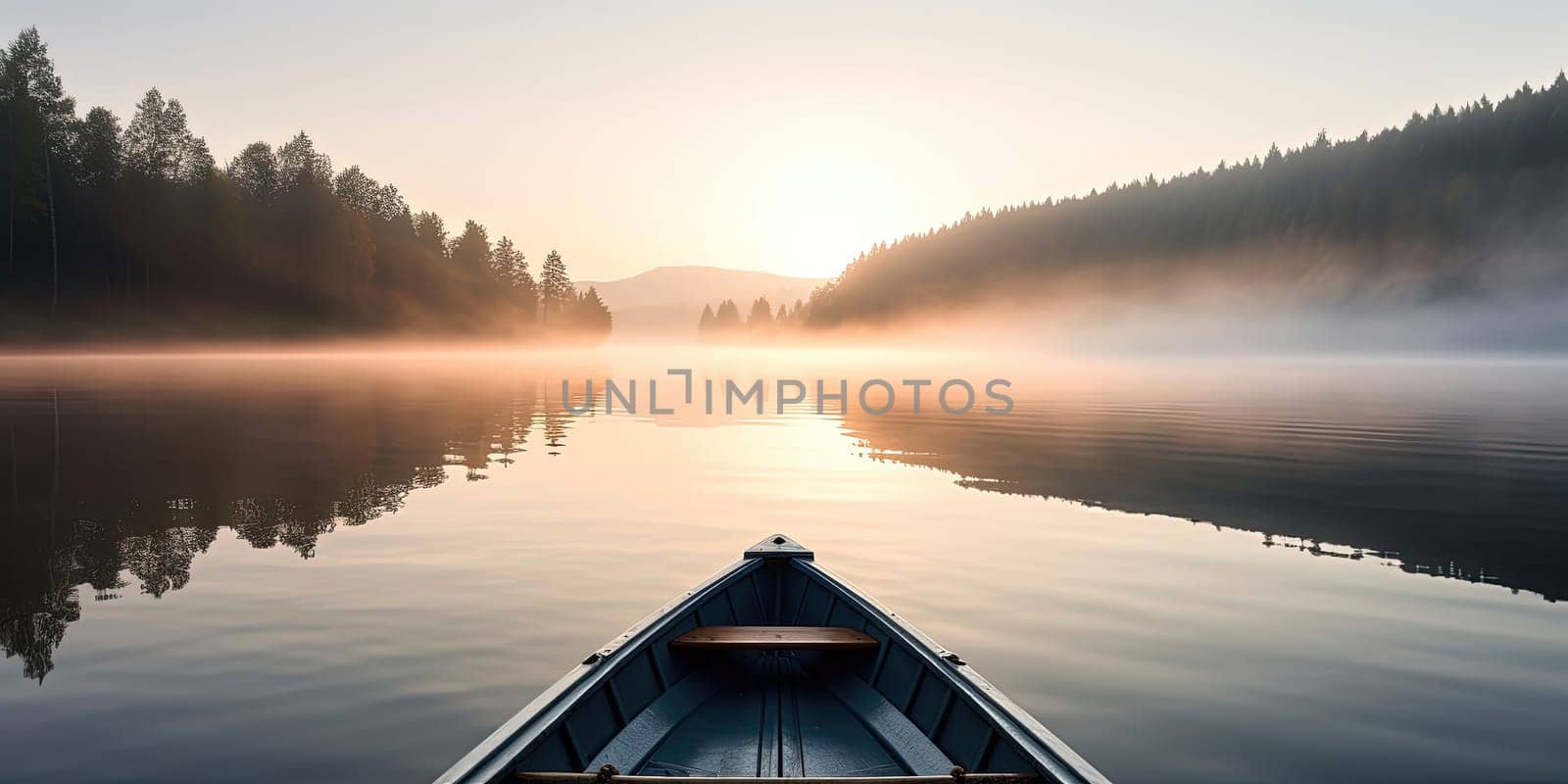 Boat On Claim Lake, In The Morning, View From Boat