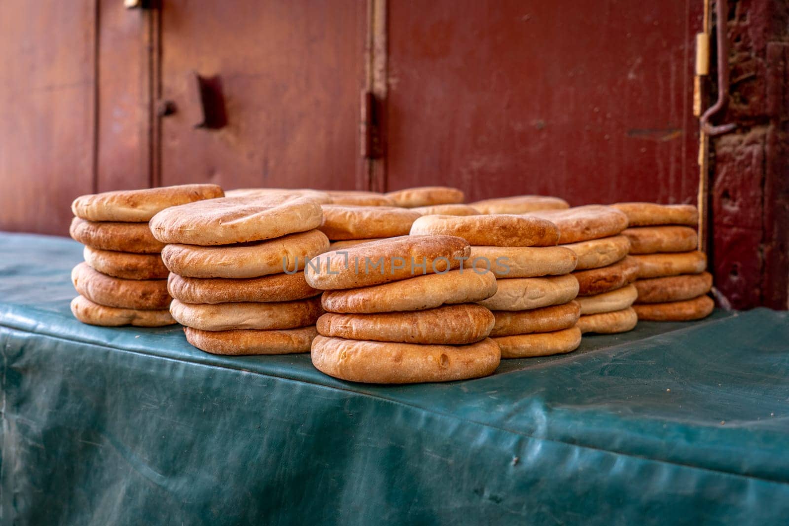 Traditional Moroccan Bread at Local Market by LopezPastor