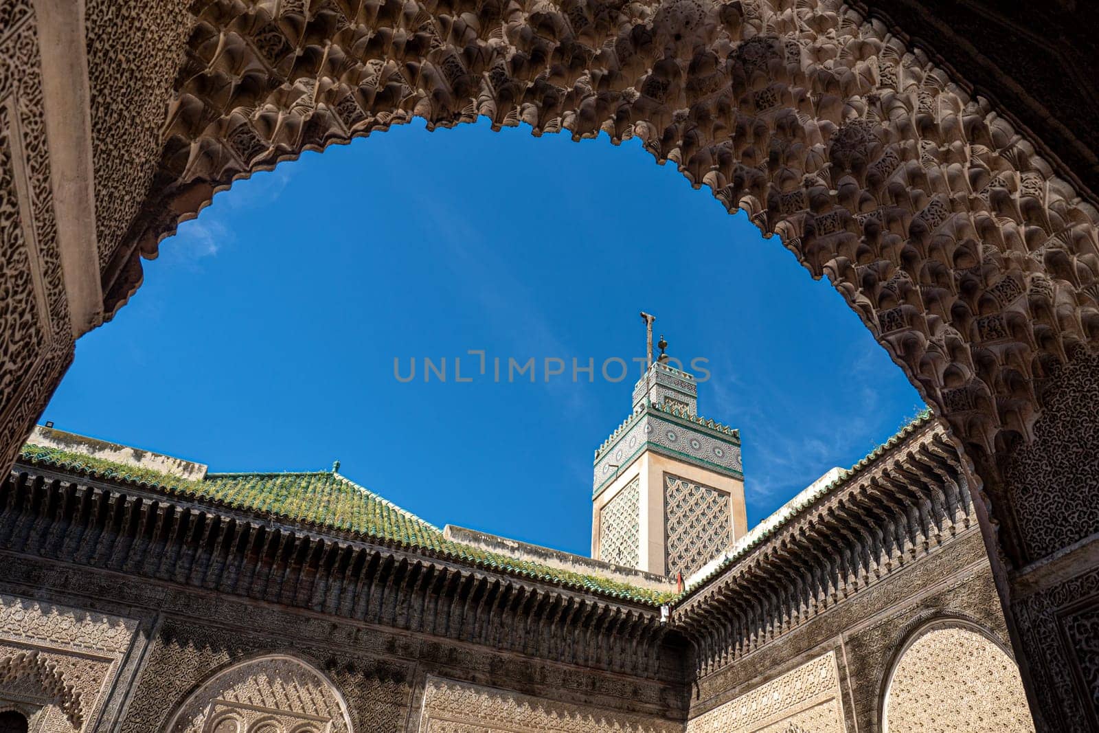 Bou Inania Madrasa in Fez by day, Morocco