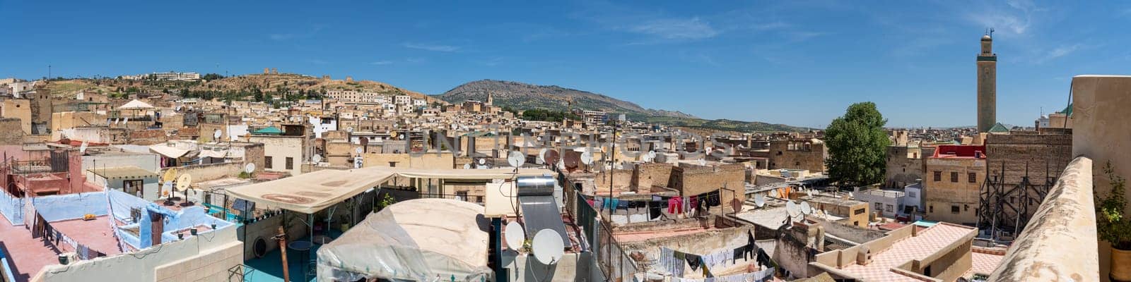 Fez Medina Ultrapanorama: Tower View from Conventional Terrace, Morocco