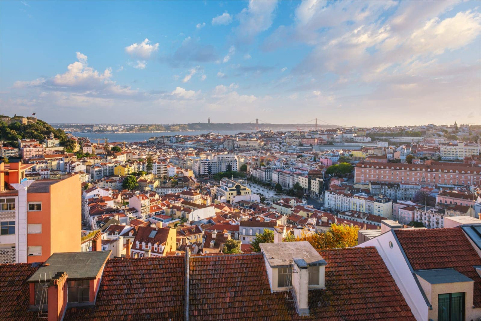 Sunset view of Lisbon from Miradouro da Senhora do Monte viewpoint. Lisbon, Portugal by dimol