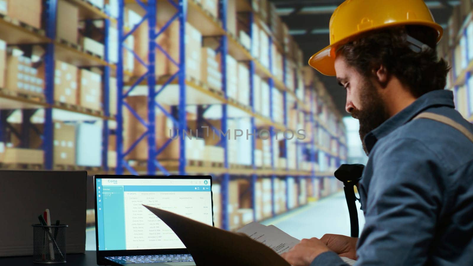 Export supervisor drafting billing for product logistics, managing shipping and delivery requirements. Factory operator reviewing dispatch reports for order submission and stock control.