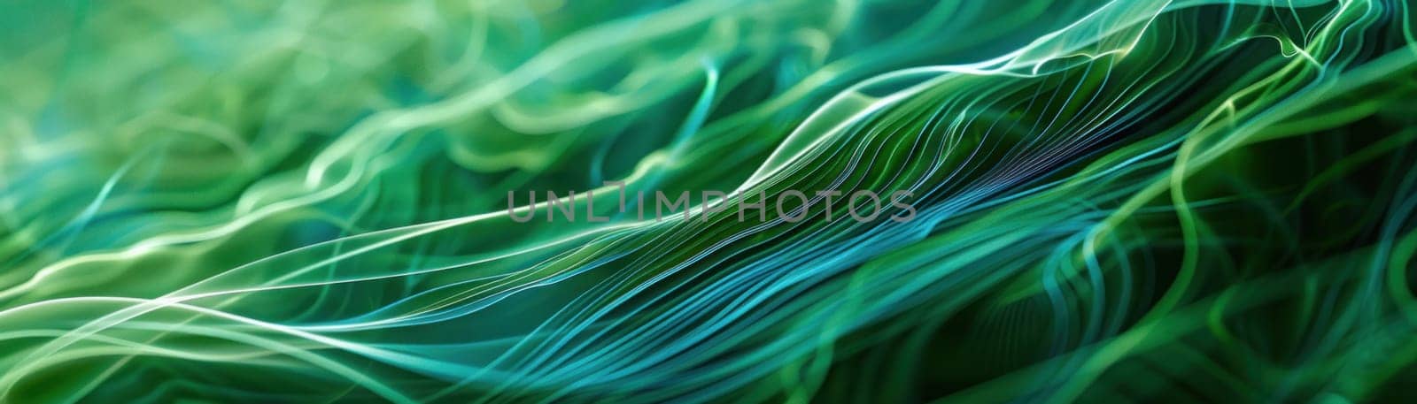 Abstract Organic Green Lines Hum with Earth Quiet Energy Concept Wallpaper Background Illustration.