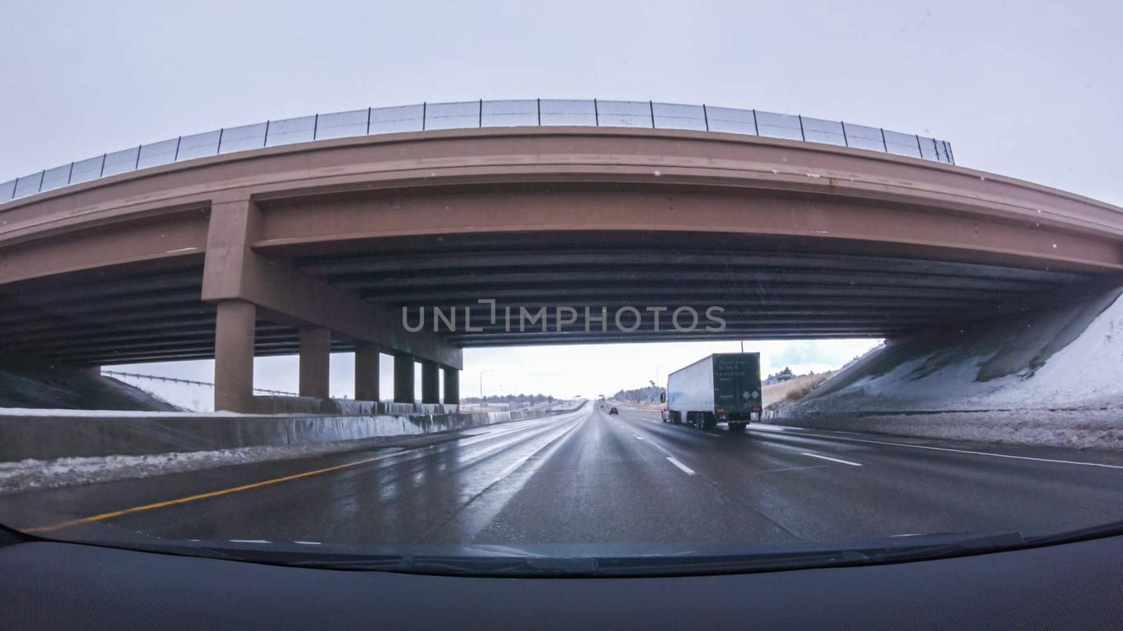 Winter Drive on I-25 Heading to Colorado Springs from Denver by arinahabich