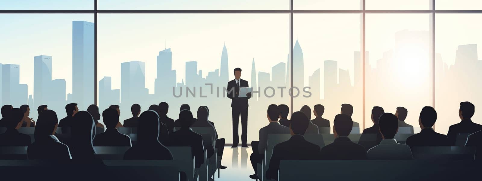 Group of business people at a seminar, official meeting, people in business formal clothes listening to a speech