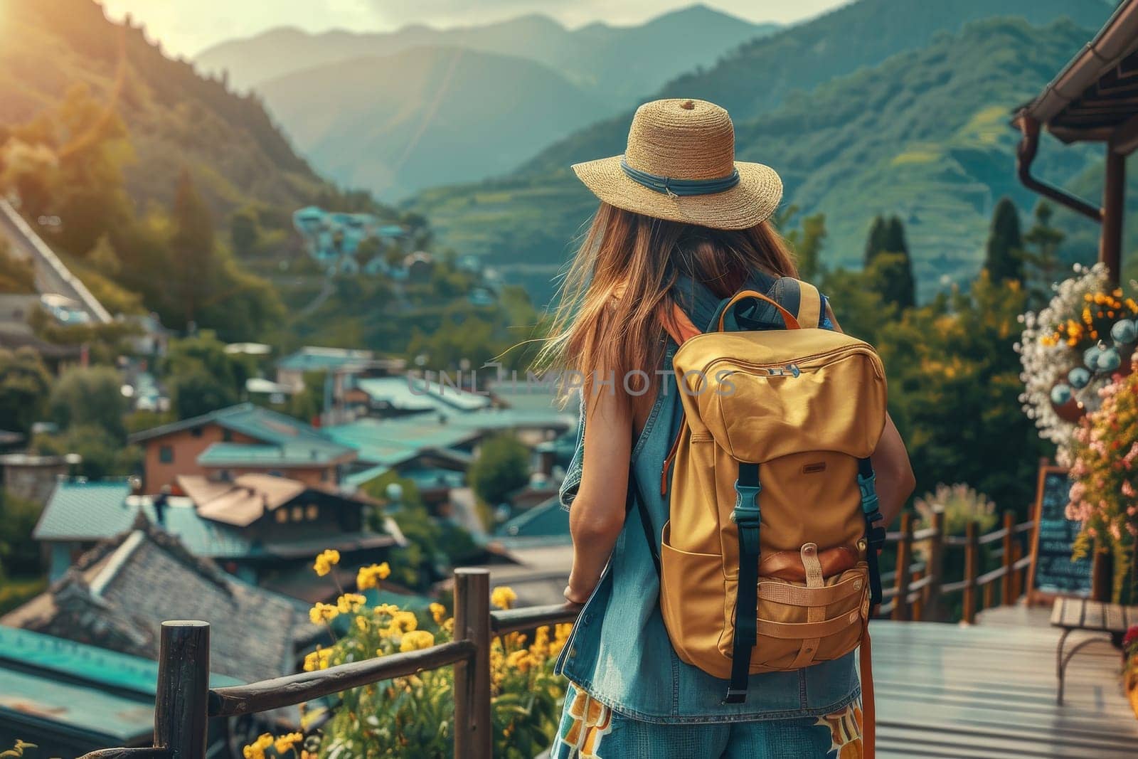 Young people travel sightseeing at popular landmark. Travel concept.