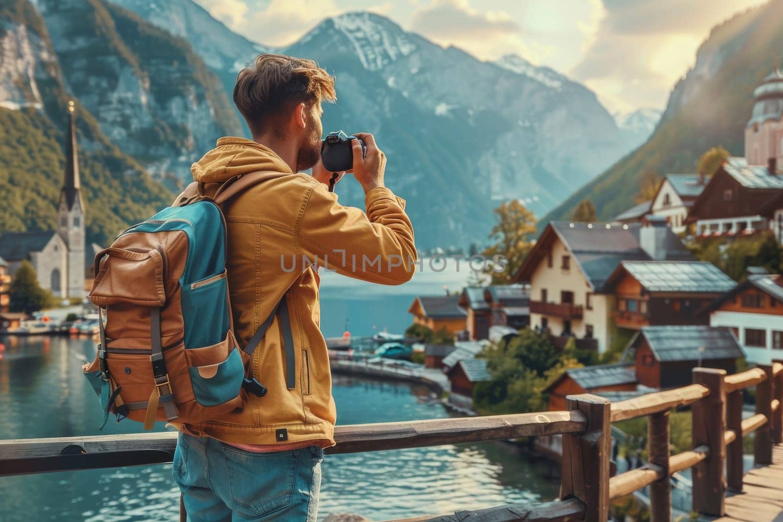 Young people travel sightseeing at popular landmark. Travel concept.