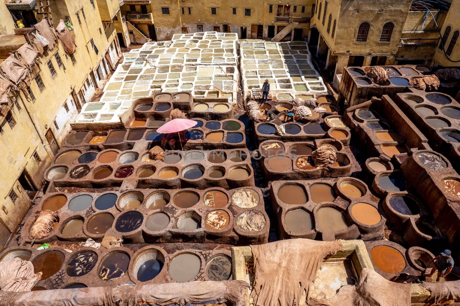 houwara Tannery in Fez, Iconic Traditional Leather Dyeing Site, Morocco