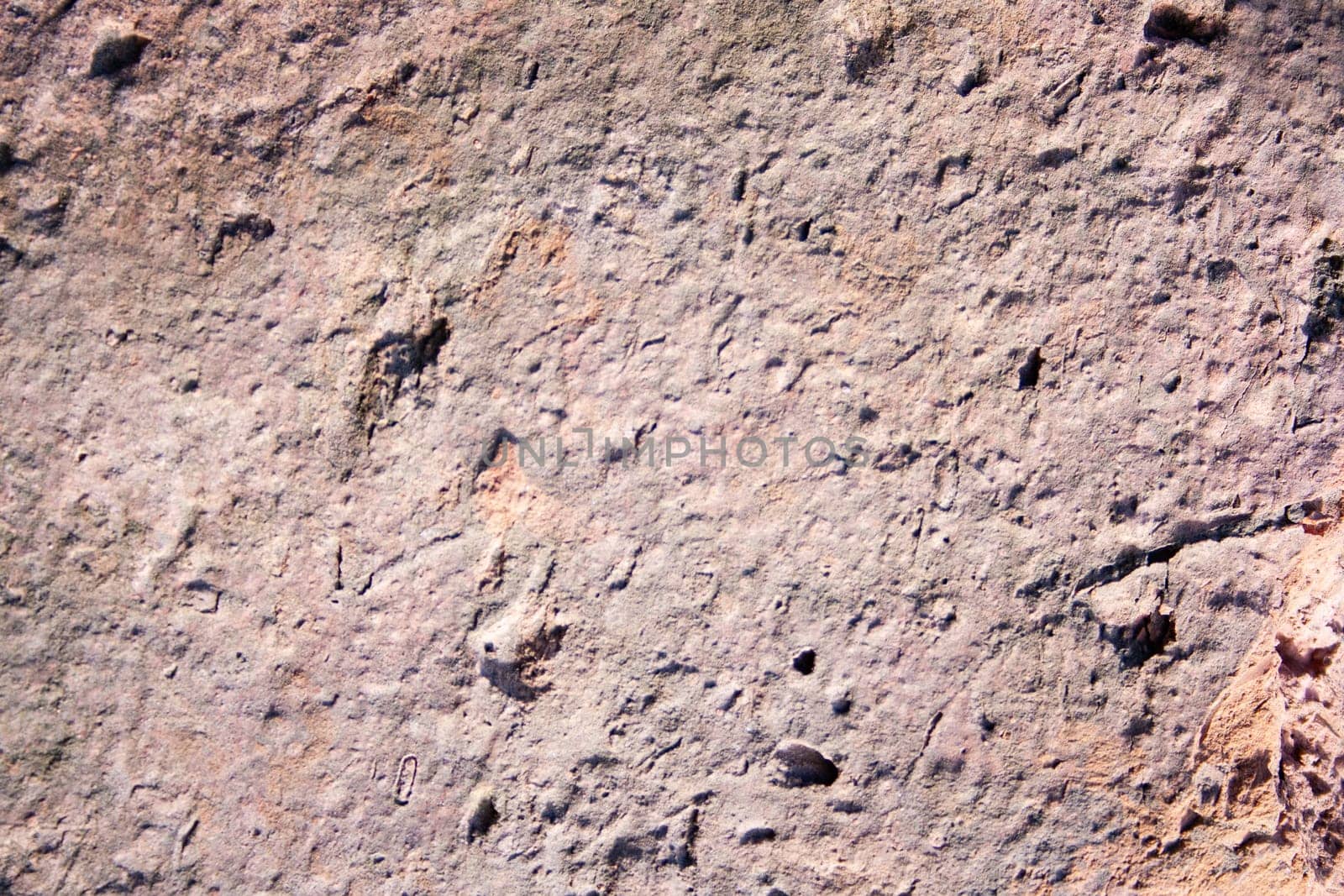 Very close up aged brick wall background. Reddish rough texture background by VeroDibe