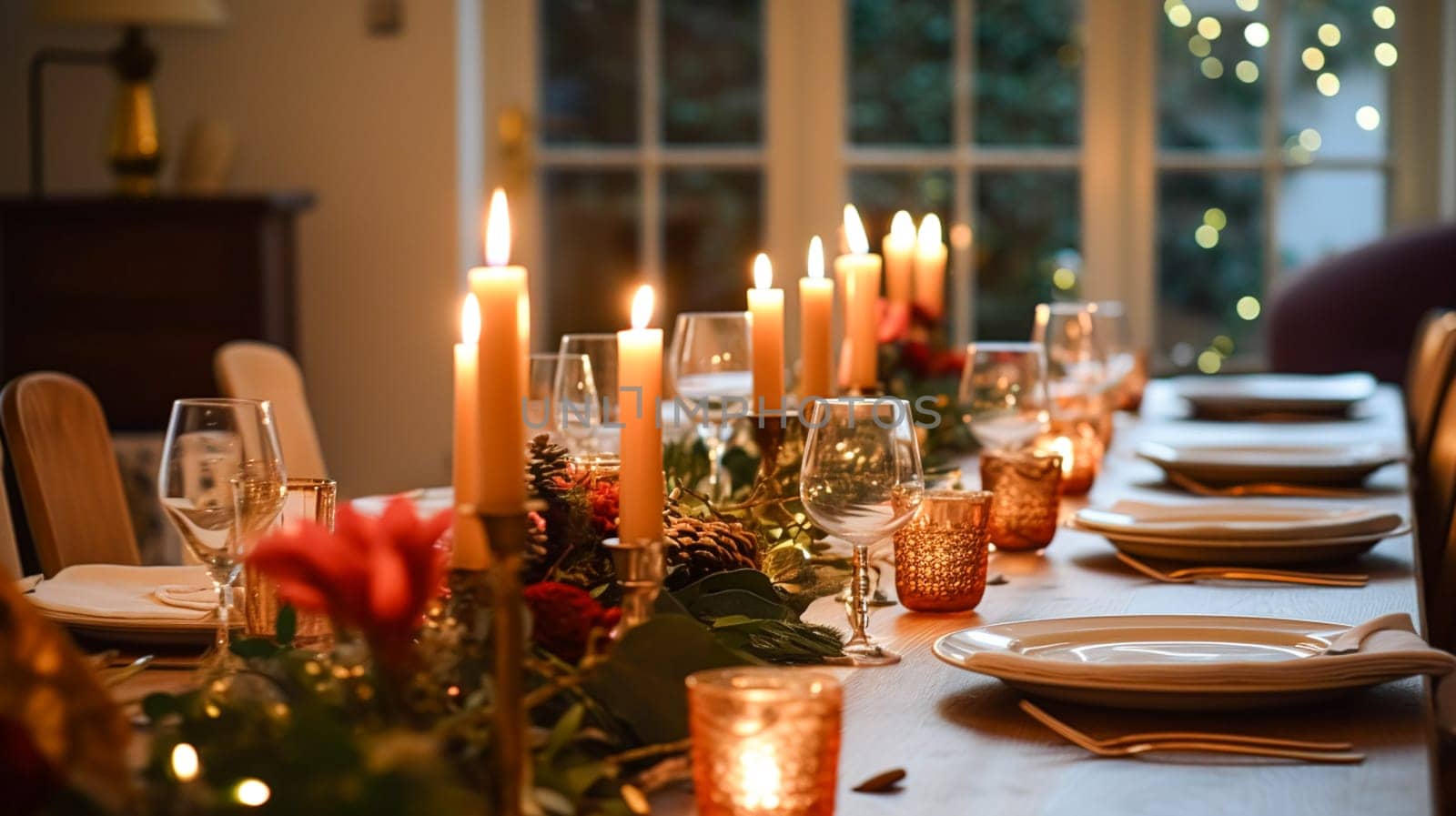 Table decor, holiday tablescape and formal dinner table setting for Christmas, holidays and event celebration, English country decoration and home styling inspiration