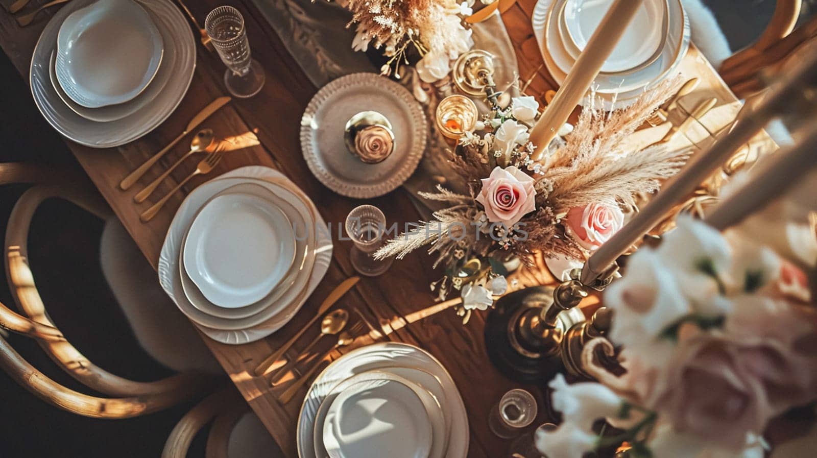 Birthday tablescape or candy bar with sweets, Birthday cake and cupcakes, beautiful party and celebration