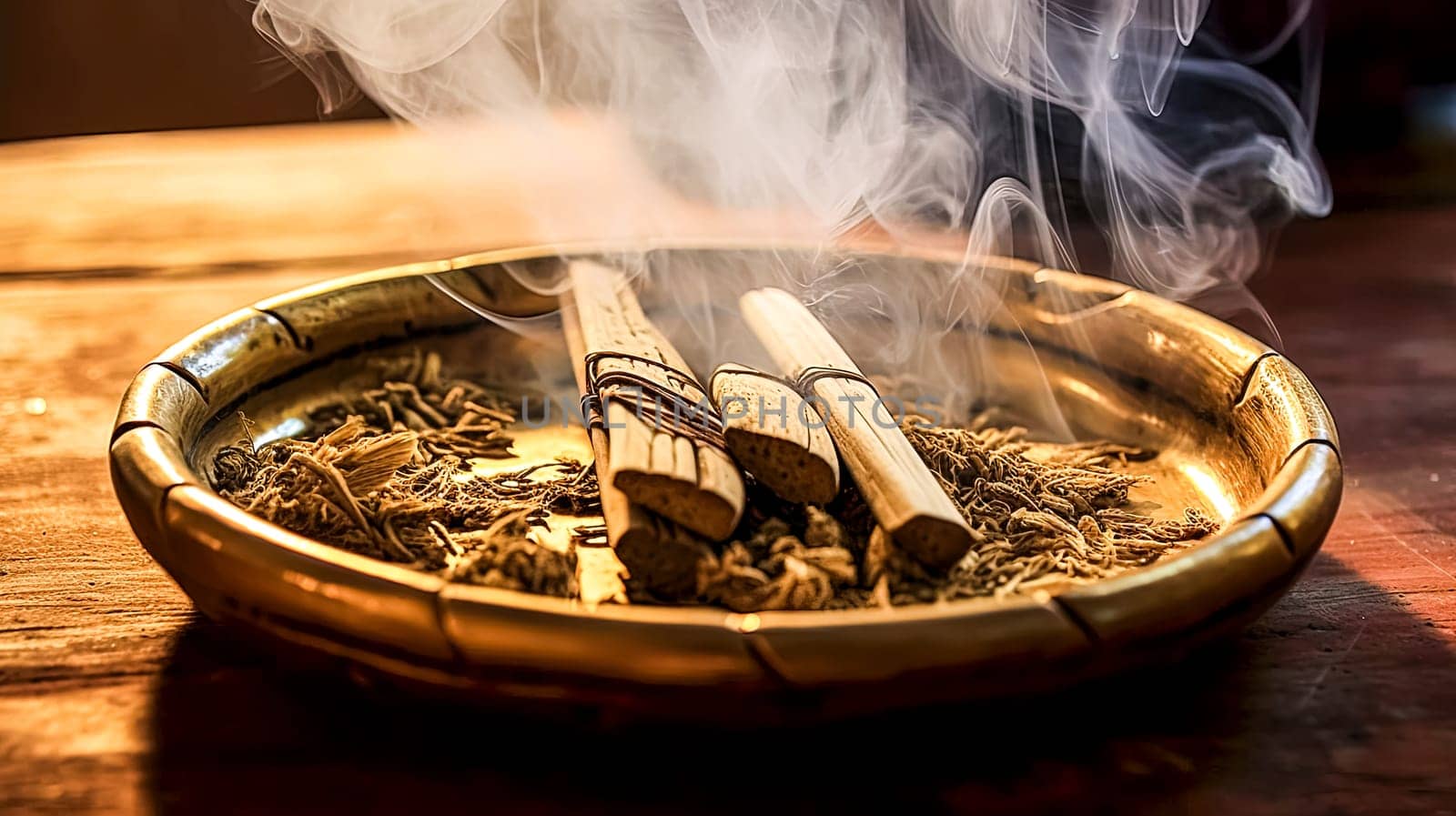 A hand is reaching into a bowl of incense sticks. by Alla_Morozova93