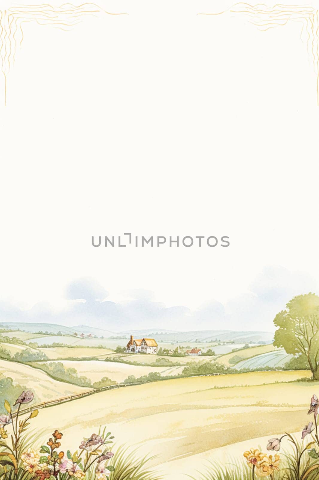 Book cover, digital paper illustration and greeting card design, English countryside style blank vintage art background for printable stationery, book page and ebook idea
