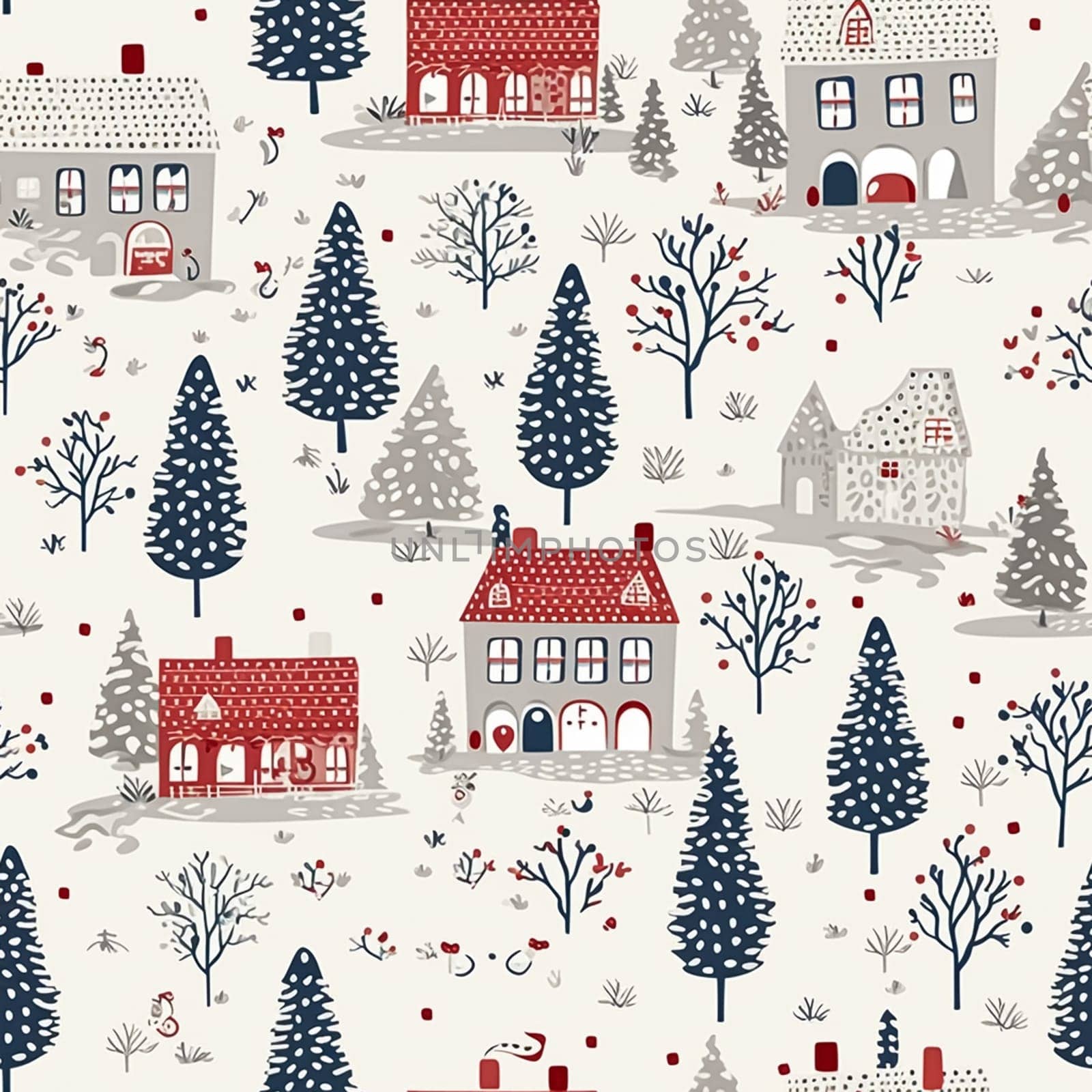 Seamless pattern, tileable Christmas holiday country dots print, English countryside cottage for wallpaper, wrapping paper, scrapbook, fabric and product design by Anneleven