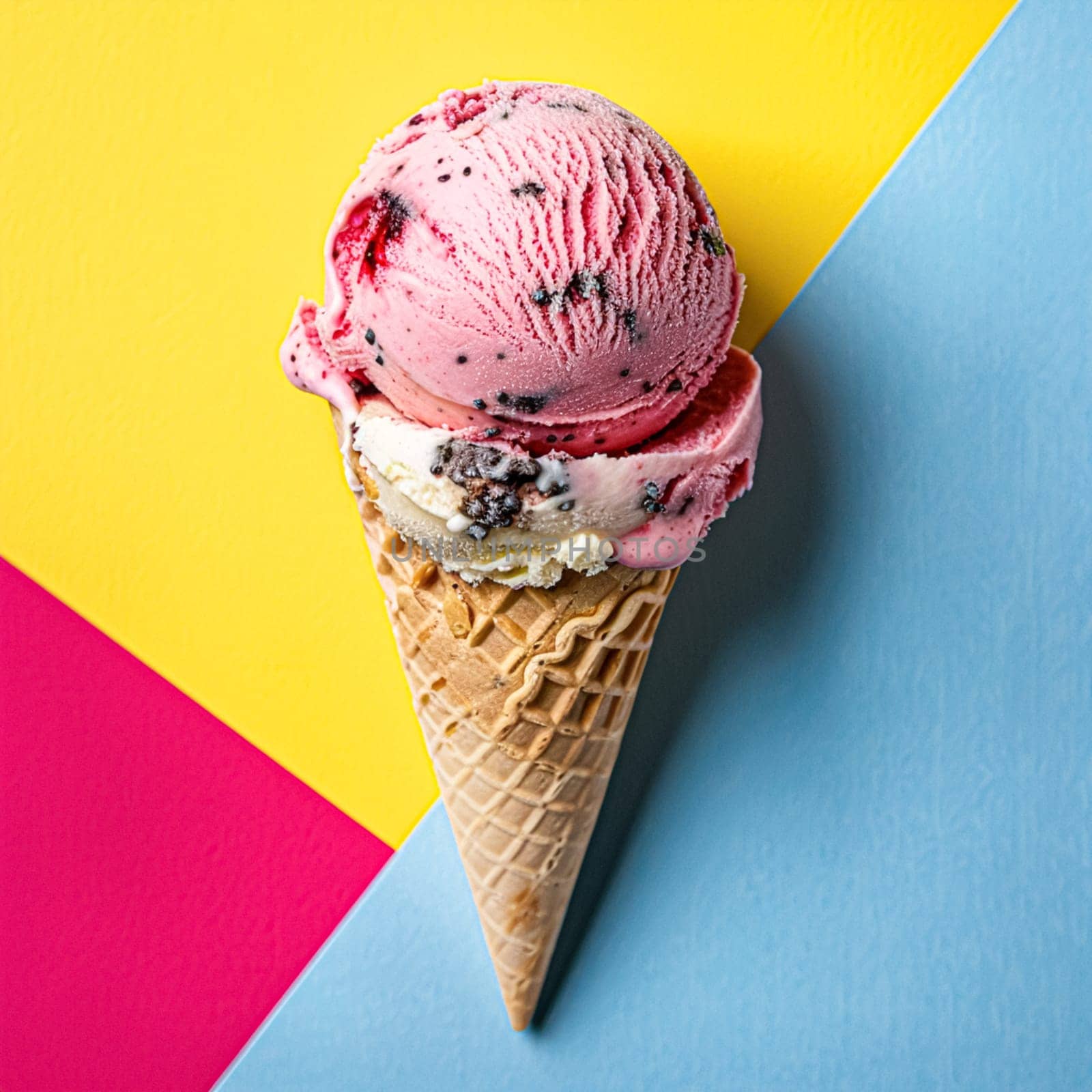 Ice cream colourful summer treat, sweet dessert in summertime, holiday food idea