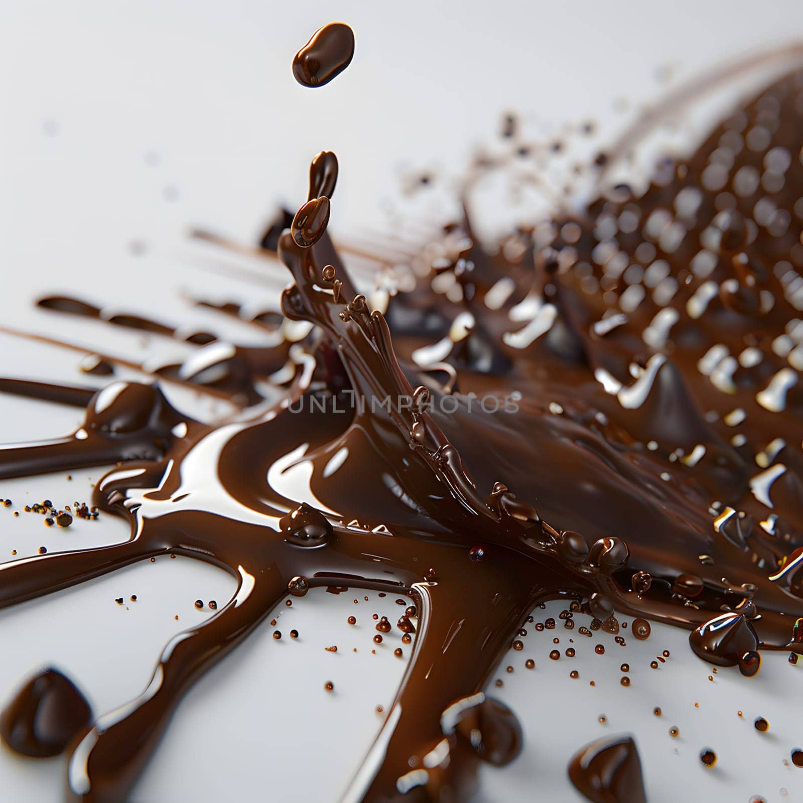 A brown, liquid chocolate spread adding sweetness to a white surface, a key ingredient in many cuisines and dishes