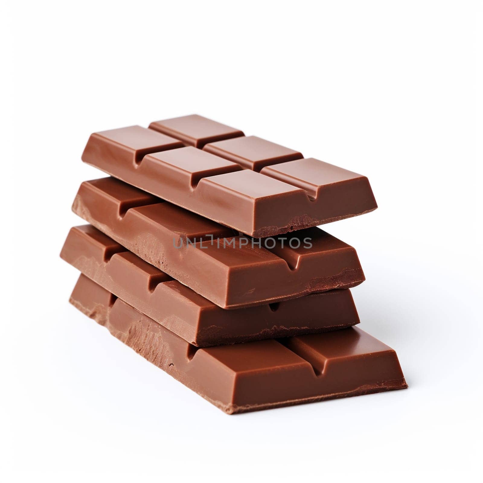 Milk Chocolate Bars Isolated on White Background. Top View.