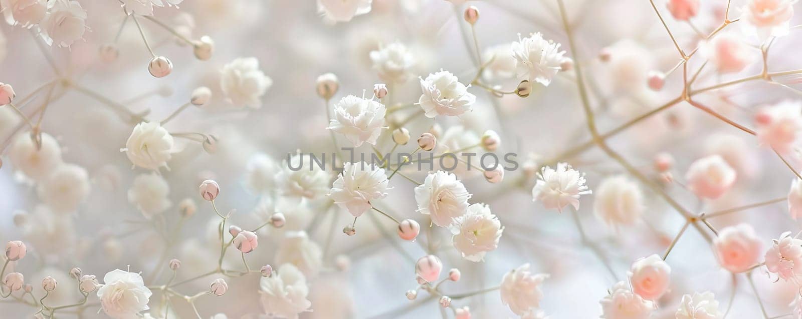 Delicate white and pink baby's breath flowers in soft focus